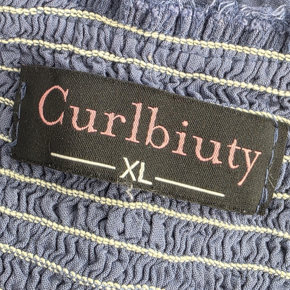 Amazon Blue Smocked Sundress Size XL Spaghetti Straps T-2301 - Picture 3 of 4